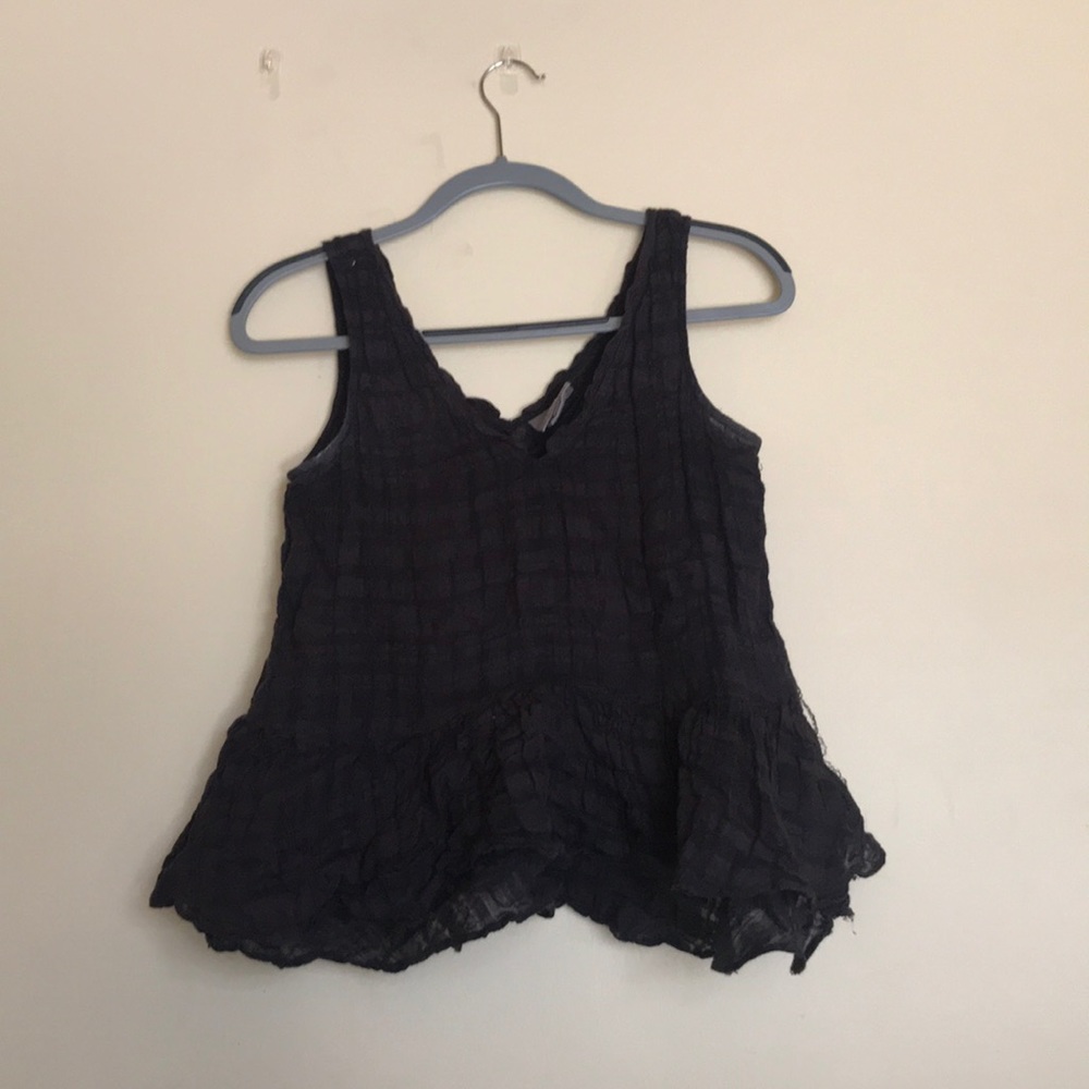 Anthropologie black and purple peplum tank